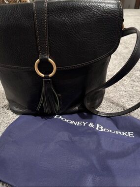 Dooney & Bourke Dottie Black Florentine Leather Crossbody Bag with Tassel